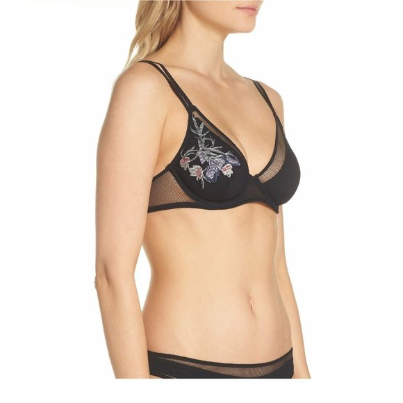 VINCE CAMUTO Women Jules Double Unlined Underwire Bra, Black, 32D - Picture 7 of 7